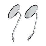 Rtroviseur - 1 paire de rtroviseurs de moto argents ronds chroms de 8 mm. rtroviseur gauche et droit. ...
