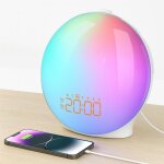 Rveil lumire led rgb simulateur aube / crpuscule lampe de chevet haut - parleur bluetooth sons naturels ...