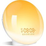 Rveil lumineux avec simulateur de lever / coucher de soleil double alarme radio fm et port de chargement ...