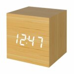 Rveil numrique en bois aliment par usb / batterie horloge de bureau en forme de cube pour chambressalon ...