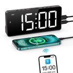 Rveil numriques horloge numrique de chevet snooze rglage de la luminosit / volume heure de synchronisatio ...