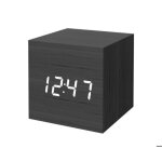 R�veil num�rique mini r�veil cube moderne en bois avec lumi�re led affichage de lheure de la date et ...