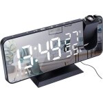 R�veil � projection pour chambre � coucher grand �cran miroir led 74 et radio - r�veil � 4 gradateurs ...