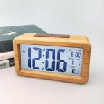 R�veil radio bois vintage horloge �lectronique en bois massif avec lumi�re r�veil intelligent pour chambre ...
