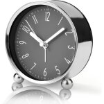 R�veil sans tic - tac horloge de chevet silencieuse de 4 avec design gris moderne horloge de table � ...