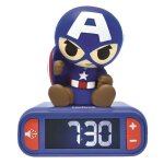 Rveil veilleuse digital lexibook - captain america - 3d lumineux et sonore - enfant