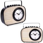 Horloge de table - vintage - métal - 225 cm - noir - radio intégrée Horloge de table - vintage - métal - 225 cm - noir - radio intégrée