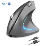 Rgb souris silencieuse sans fil verticale - hxsj t22 - 24ghz / bluetooth - ergonomie - 2400dpi - 600mah ...