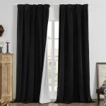 Rideau 100% occultant avec galon fronceur pour thermique noir l132xh245 cm lot de 2 rideaux velours essin ... Rideau 100% occultant avec galon fronceur pour thermique noir l132xh245 cm lot de 2 rideaux velours essin ...