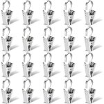 Pince pour rideau - aimoonsa - 35 mm (lot 20) - acier inoxydable - argent - crochets renforc�s