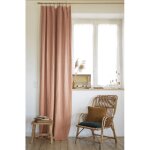 Rideau ajustable soline 140x270 cm en lin lav� - vieux rose (8 anneaux pince)