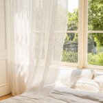 Rideaux blancs transparents en dentelle blanche à perles - 140x200cm pour tringlepour les événements ... Rideaux blancs transparents en dentelle blanche à perles - 140x200cm pour tringlepour les événements ...