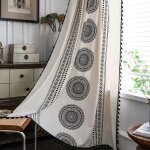 Rideaux bohme rideaux panneau rideaux couleur vintage style maison de campagne rideaux beige frang ...