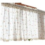 Rideau brisebise en coton blanc motif fleurs style maison de campagne court pour cuisine salon maison ... Rideau brisebise en coton blanc motif fleurs style maison de campagne court pour cuisine salon maison ...