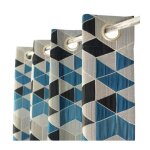 Rideau contemporain et vintage motif cube - taille: 135x250cm - coloris: bleu canard