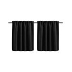 Rideaux - cuisine occultants courts passe - tringle 76x60cm - polyester - noir