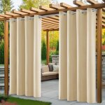Rideaux dextrieur lot de 2 rideaux pergola impermables avec ?illets tonnelle (140 x 220 cm beige)