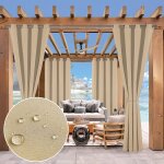 Rideaux dextrieur impermables  oeillets 132x274cm beige - isolation thermique facile  nettoyer pour ...
