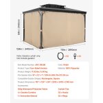 Rideau dintimit� pour tonnelle imperm�able ext�rieur - vevor - rideaux pour pergola - 281 x 341 x 214 ...