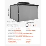 Rideau dintimit� pour tonnelle imperm�able ext�rieur - vevor - rideaux pour pergola - 283x340x203 cm ...