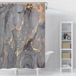 Rideau de douche - gigicial - marbre abstrait gris or - 180 x 200 cm - impermable - design lgant