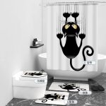 Rideau de douche floraweg chats anti - moisissure 12 crochets imperm�able lavable polyester 180 x 200 ...