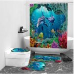 Rideau de douche floraweg dauphin dans la mer anti - moisissure 12 crochets imperm�able lavable polyester ...