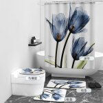 Rideau de douche floraweg fleurs tulipes et roses anti - moisissure 12 crochets imperm�able lavable polyester ...