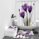 Rideau de douche floraweg fleurs tulipes et roses anti - moisissure 12 crochets imperm�able lavable polyester ...