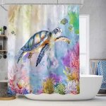 Rideau de douche floraweg motif tortues de mer style bande dessin�e 12 crochets imperm�able lavable polyester ...