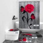 Rideau de douche floraweg rose anti - moisissure 12 crochets - imperm�able - lavable - polyester - 180 ...