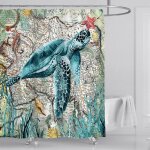 Rideau de douche floraweg style tortues dans la mer impression num�rique 12 anneaux inclus imperm�able ...