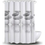 Rideau de douche impermable antibactrien 3d - avec 12 anneaux - polyester - 180 x 180 cm - gris galet ...