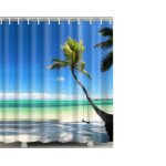 Rideau de douche motif paysage marin 90x180 cm couleur de bleu Rideau de douche motif paysage marin 90x180 cm couleur de bleu