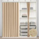 Rideaux de douche pliants en accord�on imperm�able beige 140x241cm rideau de porte occultant pour ext�rieur ...