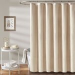 Rideau de douche en tissu lin impermable - anti - moisissure - pour salle de bain - beige - 180 x 200 ...