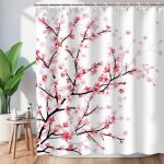 Rideau de douche - ulisem - motif fleurs de cerisier - 180x200 cm - 100% polyester - lavable en machine ...