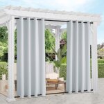 Rideau exterieur terrasse impermables - 132x213cm - blanc gris - rideaux pergola occultants  double ...