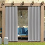 Rideau exterieur terrasse impermables - 132x213cm - gris - rideaux pergola occultants  double ?illet ...