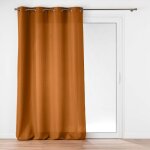 Rideau grande hauteur soline 140 x 280 cm ? voilage polyester camel � ?illets