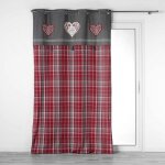 Rideau � ?illets 140 x 240 cm coton tiss� ? motif c?ur & pompons sweet heart