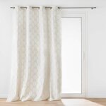 Rideau � ?illets maho blanc 140 x 240 cm - polycoton imprim� m�tallis� dor�