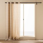 Rideau � ?illets 140x240 cm ondine blanc polycoton - motif dor� m�tallis�