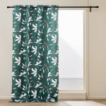 Rideau � ?illets elsa 140 x 280 cm - polyester tamisant vert feuillage m�tallis�