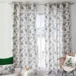 Rideau imprim� montagne en coton recycl� gris anthracite 140x240 cm