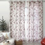 Rideau imprim montagne en coton recycl rouge 140x240 cm