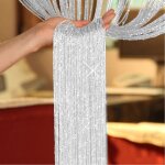 Rideau � lignes scintillantes pour fen�tre de porte de chambre dh�tel - 200 cm x 100 cm (argent)