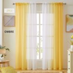 Rideaux lin jaune d�grad� 54x96 voile semi - fen�tre 2 panneaux