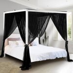 Rideaux de lit  baldaquin noirs  4 dantgle pour adultes moustiquaire pour lit rideaux de lit luxueux ...