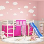 Rideaux pour lit mezzanine rose polyester